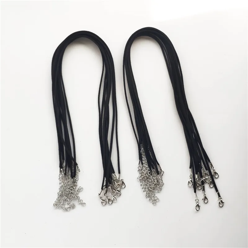 2 мм черный цвет Замша бархат кожаный шнур цепи ожерелье для создания ювелирных изделий Аксессуары 10 штук