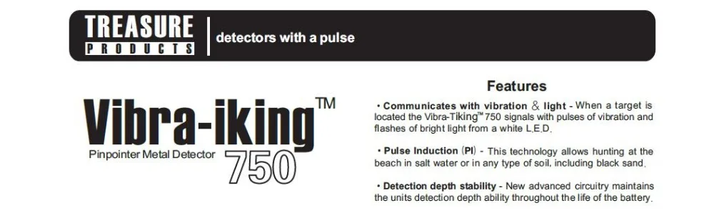 Полностью водонепроницаемый PI-Iking 750 Импульсной Индукции точное наведения Pinpointer