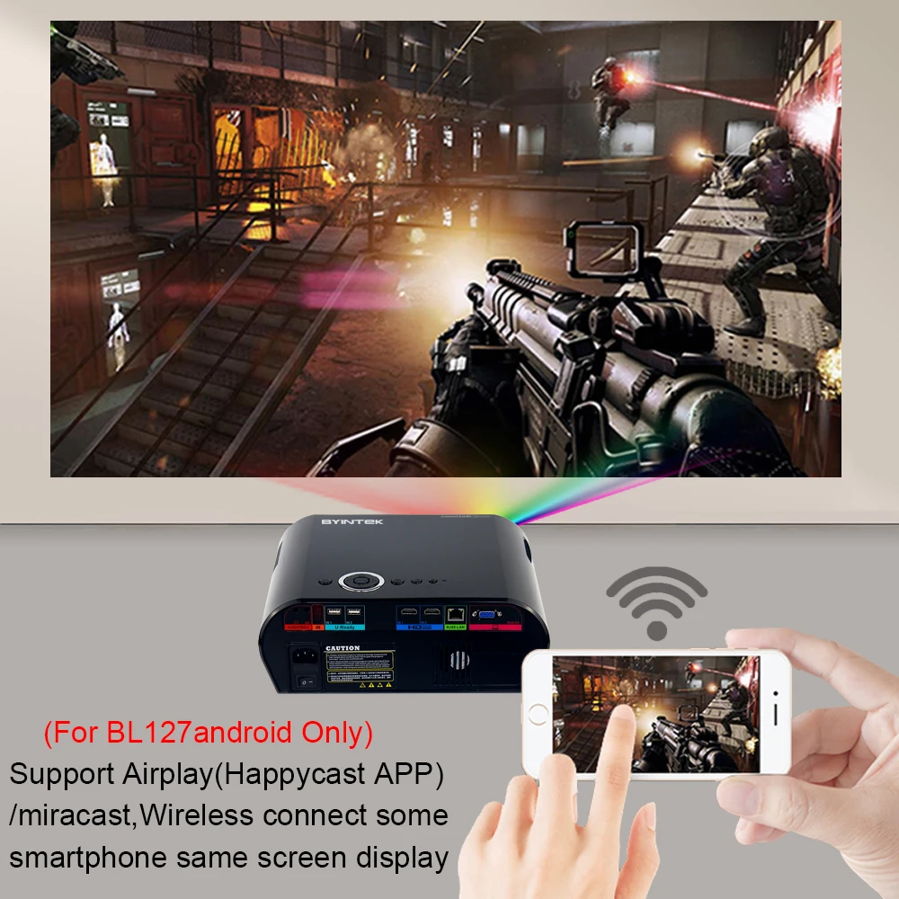 BYINTEK MOON BL127/GP90 Movie Cinema USB HDMI fulL hD LCD LED Video Projector For Gift Home Theater 1080P(Optional Android OS)