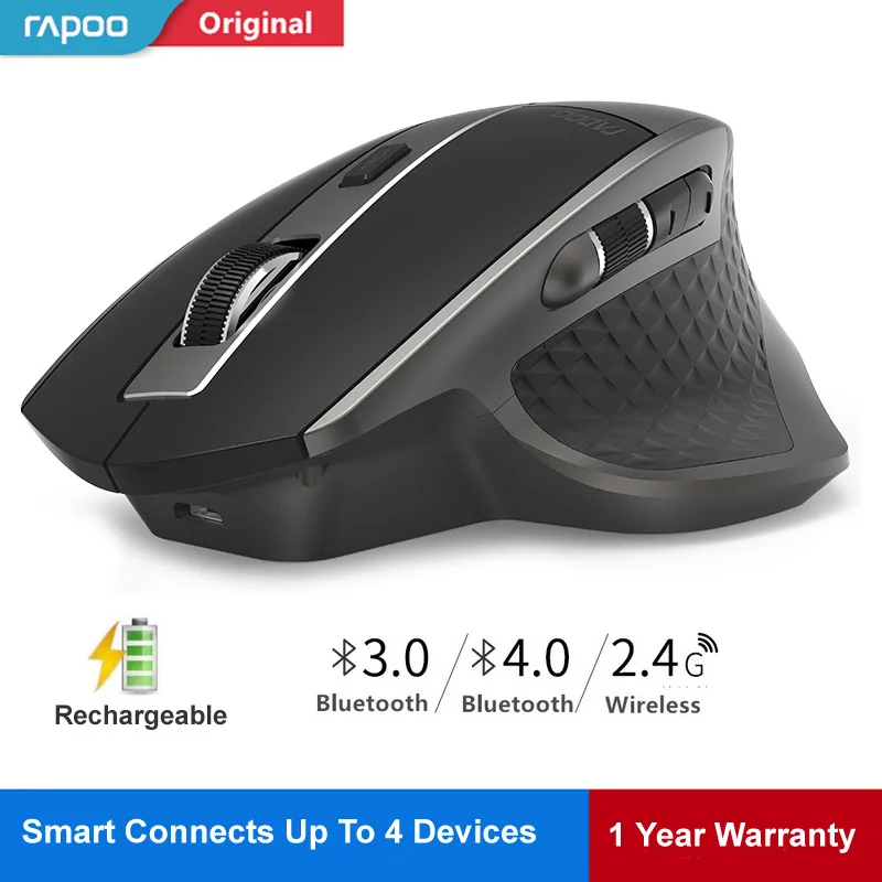 Najtaniej Rapoo Rechargeable multi mode bezprzewodowa mysz przełącz między Bluetooth i 2.4G podłącz 4 urządzenia mysz laserowa komputer biurowy mysz