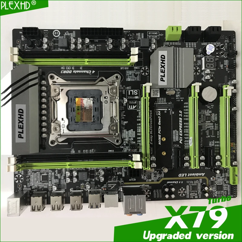 PLEXHD X79 Turbo материнская плата LGA2011 ATX combos E5 1650 C2(4 шт. x 4 Гб) 16 Гб 1600 МГц PC3 12800R PCI-E NVME M.2 SSD USB3.0 SATA3