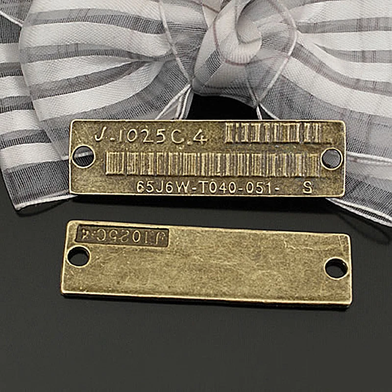 

(24136)10PCS 52x14MM Antique Bronze Zinc Alloy 2 Holes Barcode Connect Charms Pendants Jewelry Findings Accessories