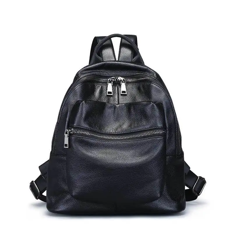 

Women's new texture leather lychee pattern large capacity zipper backpack Korean fashion leather multi-function travel backpack