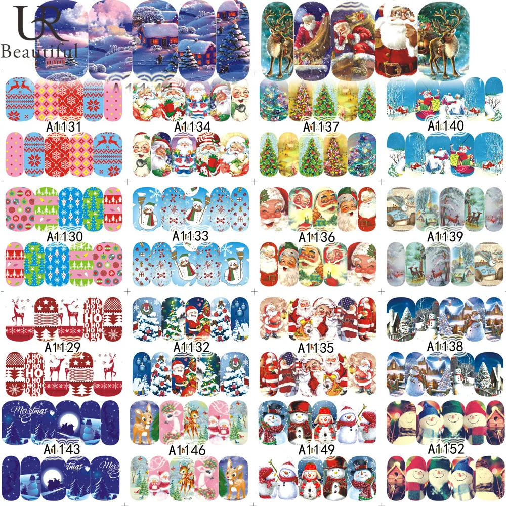 

40Sheet Creative Design DIY Water Transfer Nail Stickers Christmas Series Pattern Nail Sticker Watermark Nail Decal BEA1129-1176