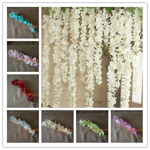 

50PCS Artificial Hydrangea Wisteria Flower For DIY Simulation Wedding Arch Square Rattan Wall Hanging Basket Can Be Extension