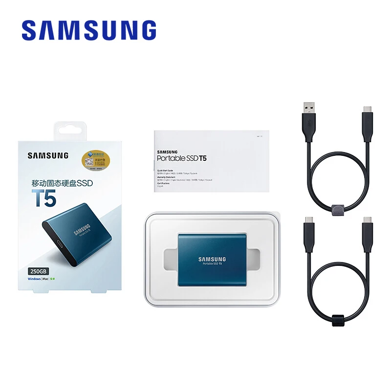 Внешний портативный накопитель Samsung T5 SSD 250 ГБ 500 1TB 2 ТБ USB 3 1 внешний твердотельный