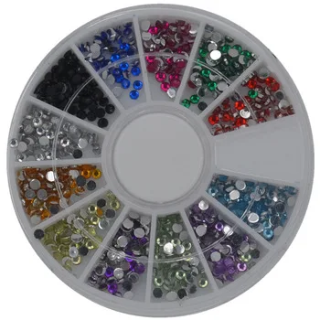 WUF 1 Wheel Biutee 12 Colors Nail Art Rhinestones Acrylic Nail Decoration 2mm For Nails UV Gel Iphone And laptop DIY