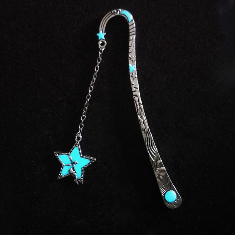 

New Design StarFlying Man Whale Tail Bookmark Luminous Glow In The Dark Metal Book Marker Gifts
