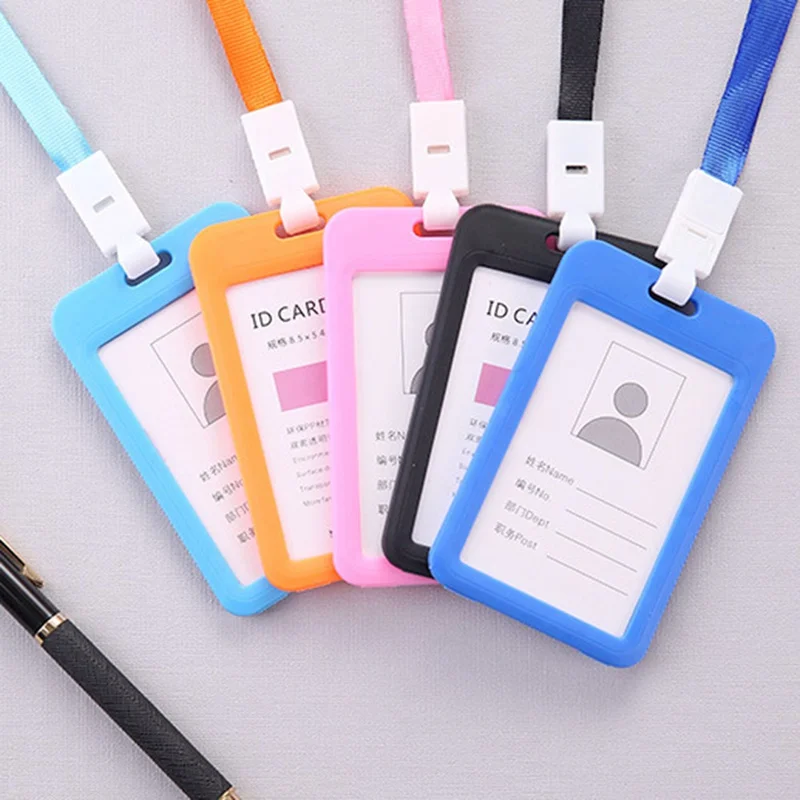 

ID Card Holder with Lanyard Staff Work Card Bus Student School Card Name Tag Badge Holder Office Supplies