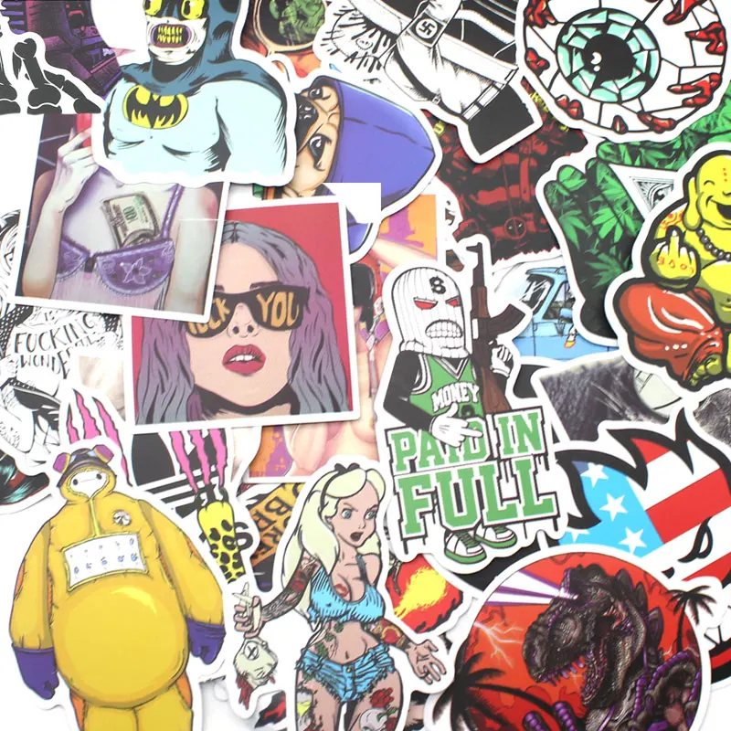 Nuoxintr 100 pcs للماء مختلط DIY دراجة نارية موتو الدراجة سيارة ملصقات الشارات لوح التزلج ملصقا موتوكروس التصميم ملصق لاصق لامع ورائع