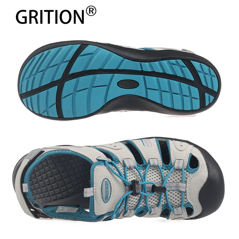 GRITION Women Sandals Close Toe Outdoor Breathable Summer Ladies Beach Shoes Rubber Sole Comfort Hiking Walking Shoes Big Size41
