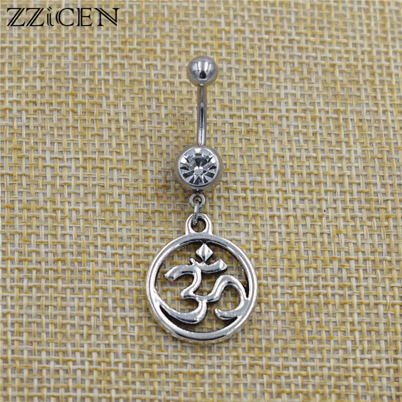 Joya Ombligo Anillo Piercing Nueva En Bolsa De Regalo Barra de Vientre Doble Flor Cristal