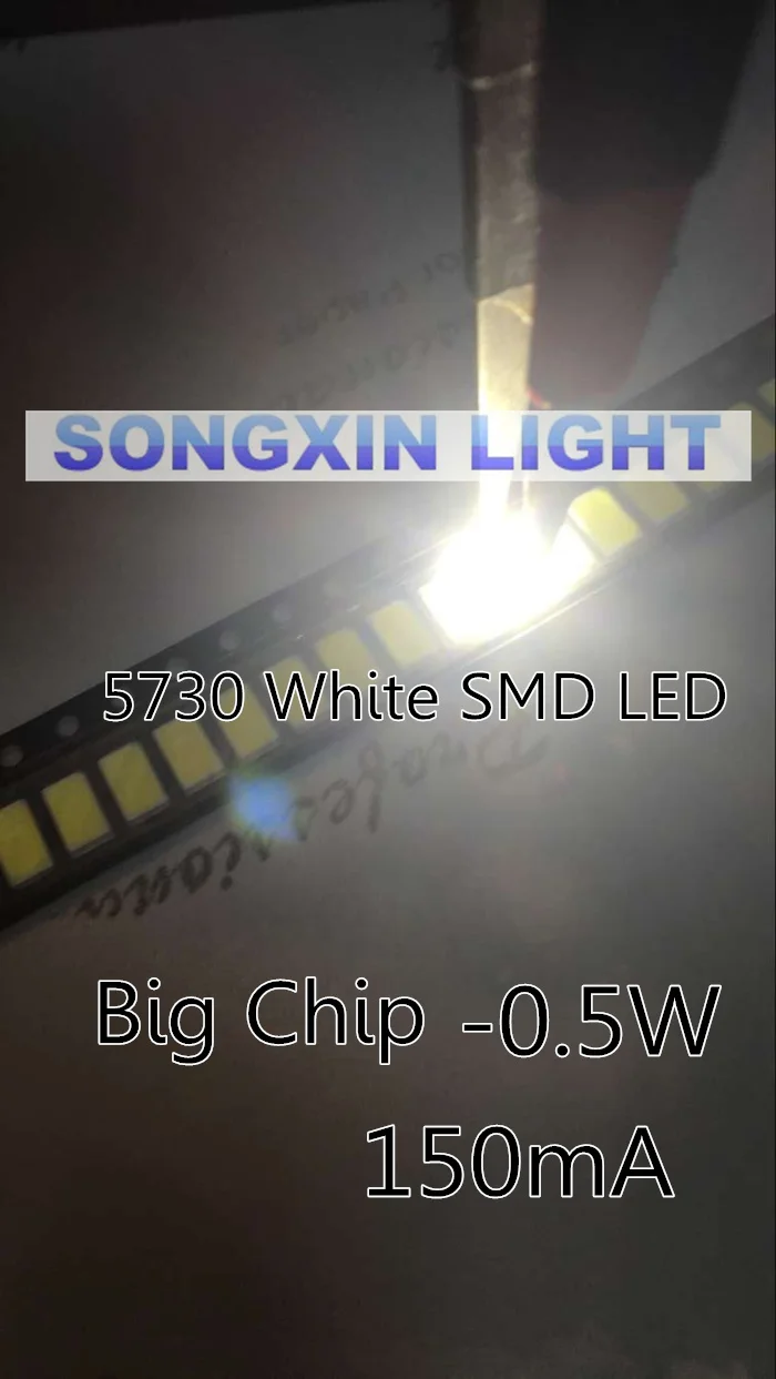 SONGXIN светильник 5730 SMD СВЕТОДИОДНЫЙ CW-WW 5630 белый/теплый белый Высокая мощность 0,5 Вт диоды 40-65 лм 2850-3200 к/6000-6500 К