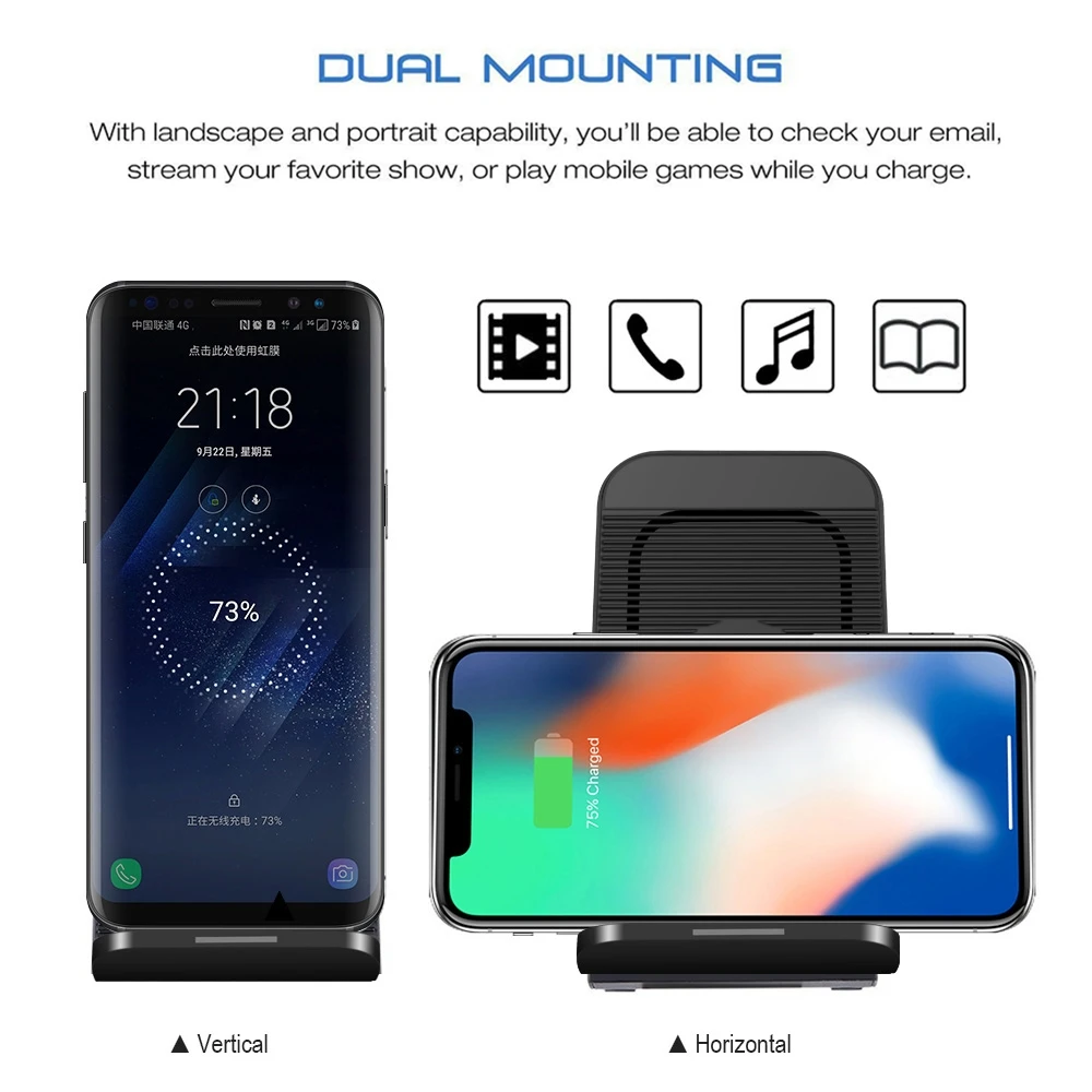DCAE 10 W Qi Беспроводной Зарядное устройство для iPhone 8 X XS MAX XR Быстрая зарядка стенд