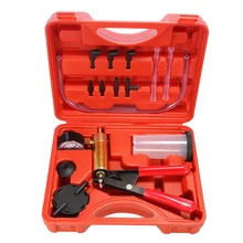 2 in 1 Hand Held Brake Fluid Bleeder Tools DIY Vacuum Oil Change Pistol Pump Tester Kit Aluminum Pump Body Pressure Vacuum Gauge
