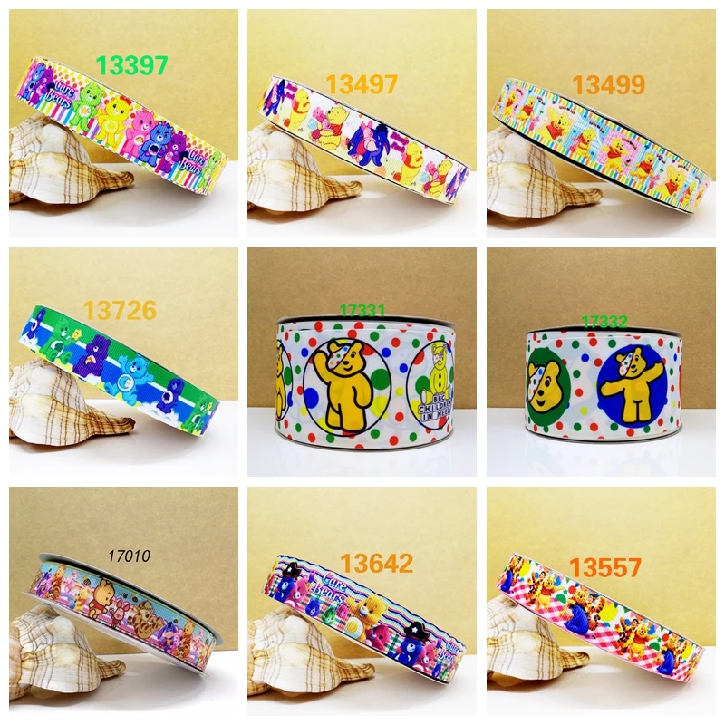 

Free shipping 50 yard per size bear ribbon printed grosgrain ribbon 17332