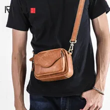 AETOO Handmade cow purse Crazy Horse skin Boys mini Cross pack simple retro small bag leather waistband function crossbody bag