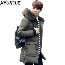 AYUNSUE плюс Размеры 4XL зима теплая длинная парка куртка Для мужчин с хлопковой подкладкой пальто с капюшоном верхняя одежда chamarras invierno hombre LX2268