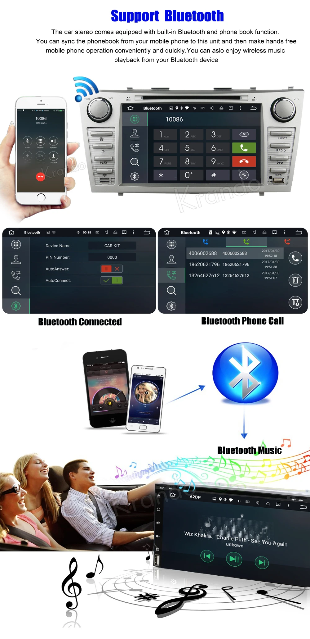 Excellent Krando Android 9.0 8" car dvd player for toyota camry 2007-2011 radio gps multimedia navigation system wifi 3g bt playstore dab+ 5