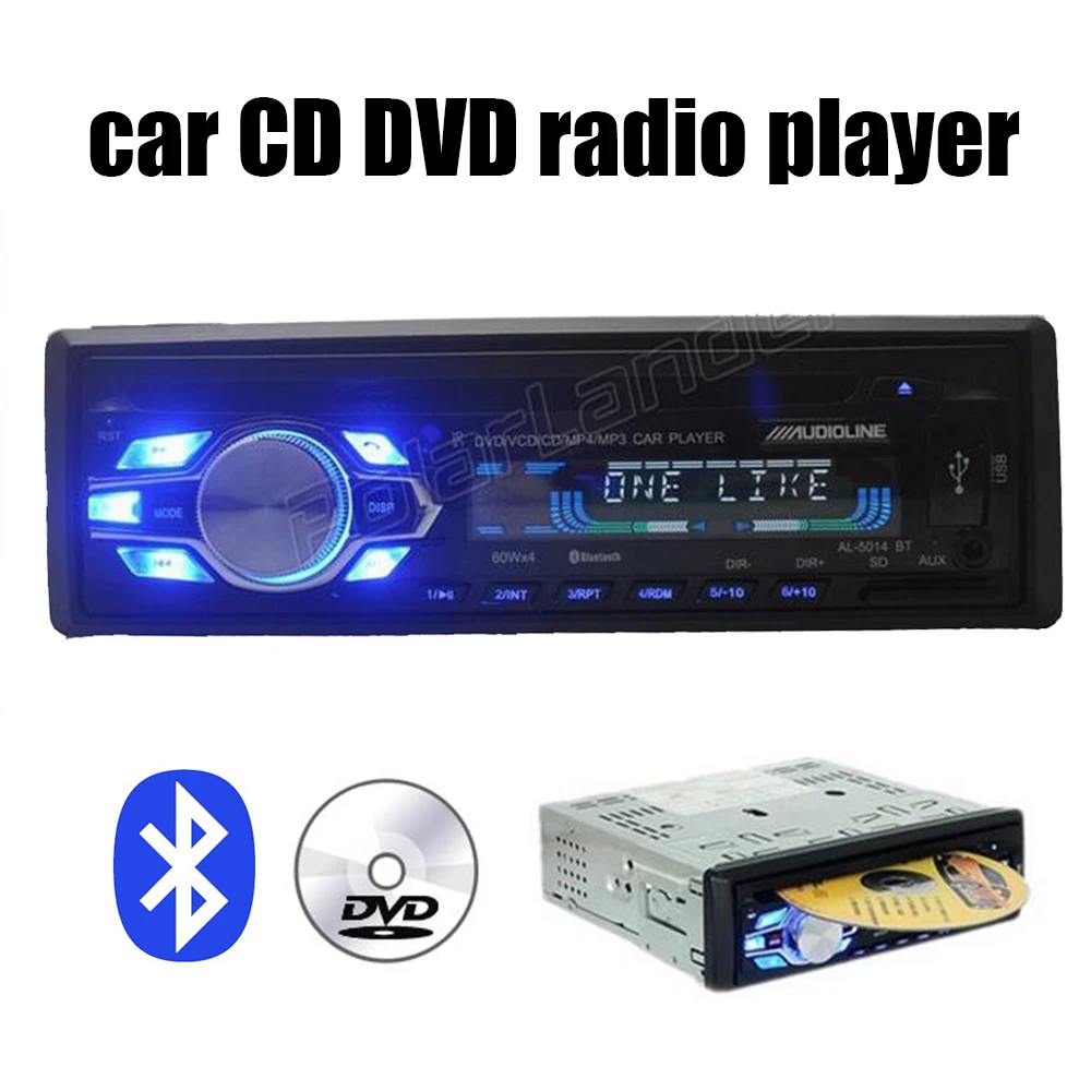 Bluetooth CD DVD car radio player USB SD aux IN 1 din car audio stereo