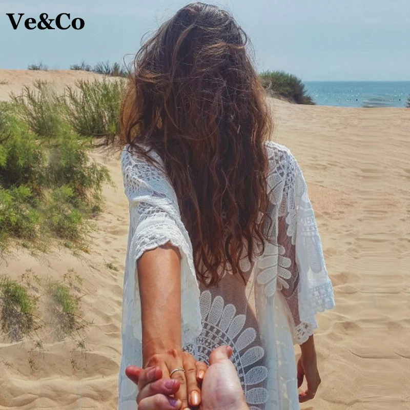 Парео Пляж Cover Up Цветочные вышивки 2018 бикини Купальник Robe De Plage Кардиган
