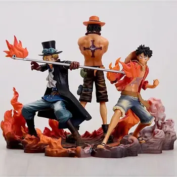 

14-17cm 3pcs/set Anime One Piece DXF Luffy Ace Sabo PVC Action Figures Model Toys