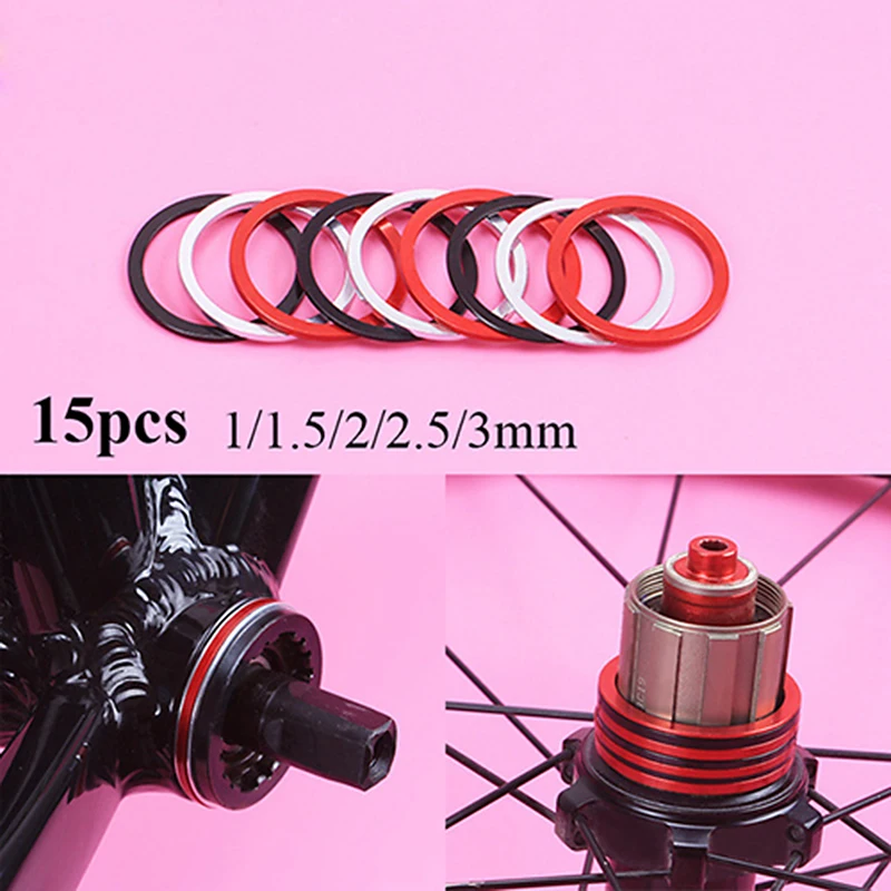 15pcs MTB Bottom Bracket Washer Bicycle Flywheel Hub Spacer Gasket 3