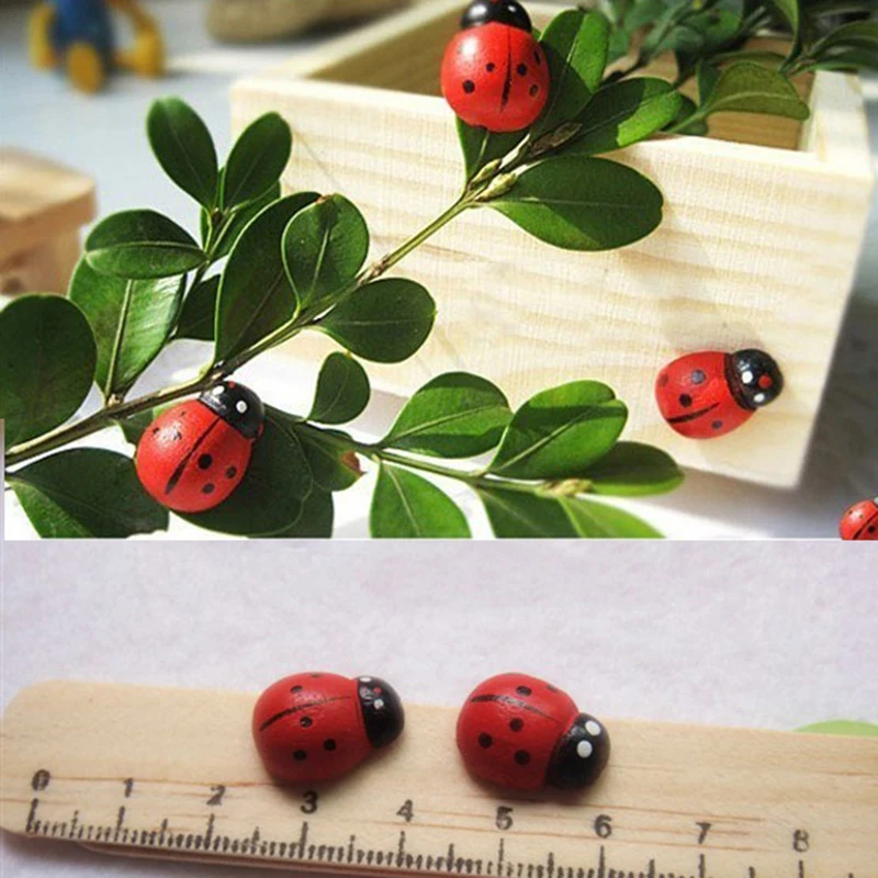 

10pcs DIY handwork Home Party Holiday refrigerator Decoration Children kids toys Wooden Ladybird Ladybug Wall Sticker decoration