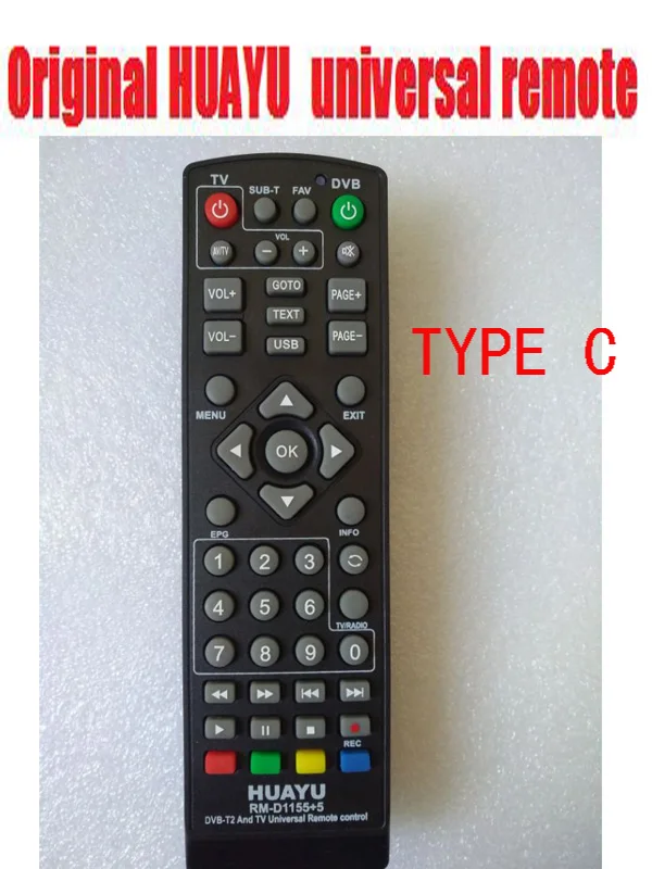 Type C Universal DVB-T2 цифровой ТВ приставка пульт дистанционного управления HUAYU универсальный пульт дистанционного управления для Dvb-T2 ТВ приставка ТВ тюнер huayu rm-d1155+ 5 - Цвет: Type C Universal
