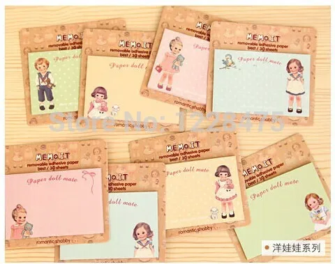 

1pcs/lot NEW paper doll girl Notepad sticky note Memo message post Removable adhesive paper