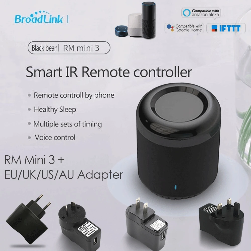 Broadlink Smart Home RMMini3 WiFi+IR+4G Remote Control work for Alexa Google Home IFTTT with AU UK US EU Plug AC TV Controller Broadlink Smart Home RMMini3 WiFi+IR+4G Remote Control work for Alexa Google Home IFTTT with AU UK US EU Plug AC TV Controller