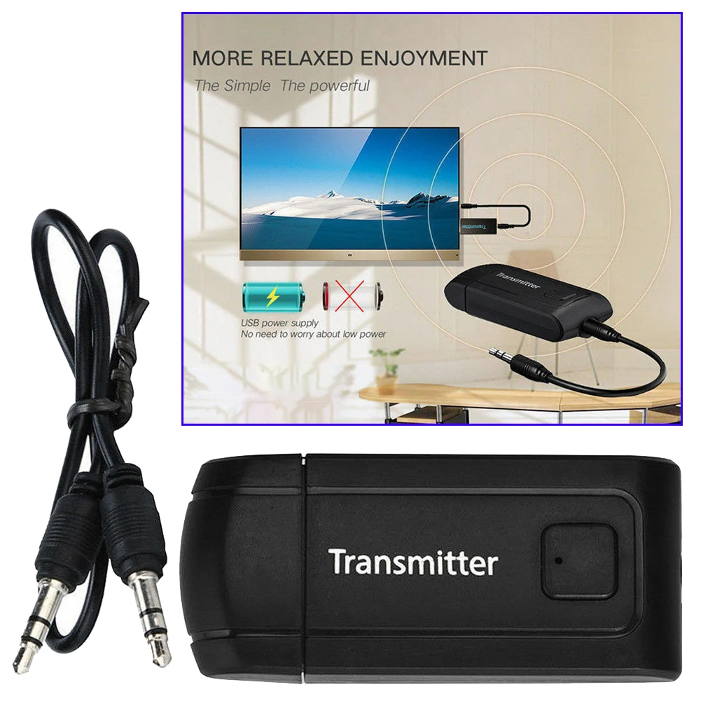 DC 12 В USB Bluetooth передатчик 6,6*2,7*0,9 см A2DP модуль 3,5 мм стерео адаптер Беспроводная Музыка черный
