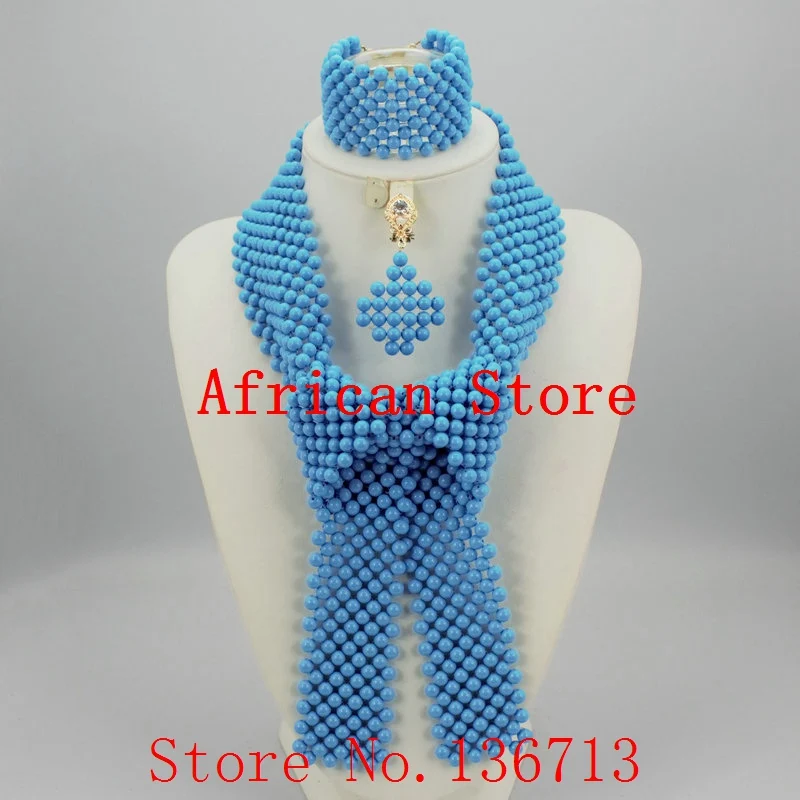 

Fashion Nigerian Green African Beads Bridal Necklace Set Wedding African Costume Jewelry Sets Free Shipping BH04-7