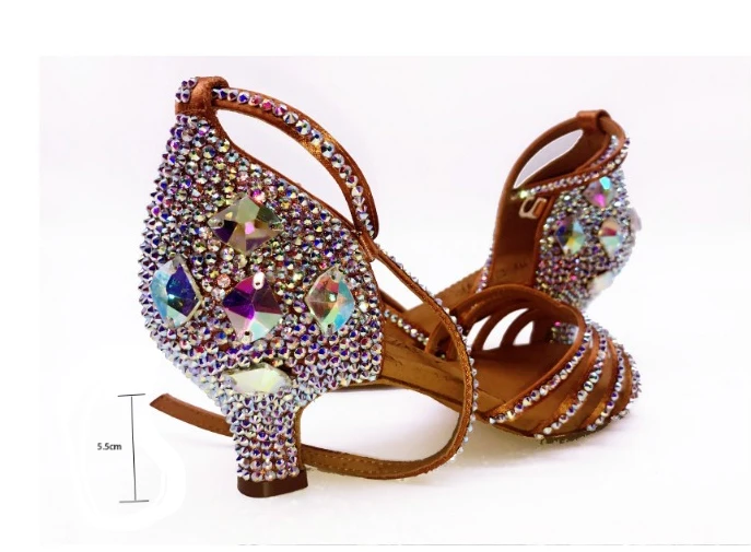 Mulher ballroom latina sapatos de dança strass