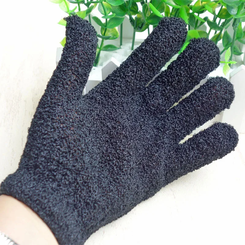 Color Black Peeling Glove Scrubber Five Fingers Exfoliating Tan Removal