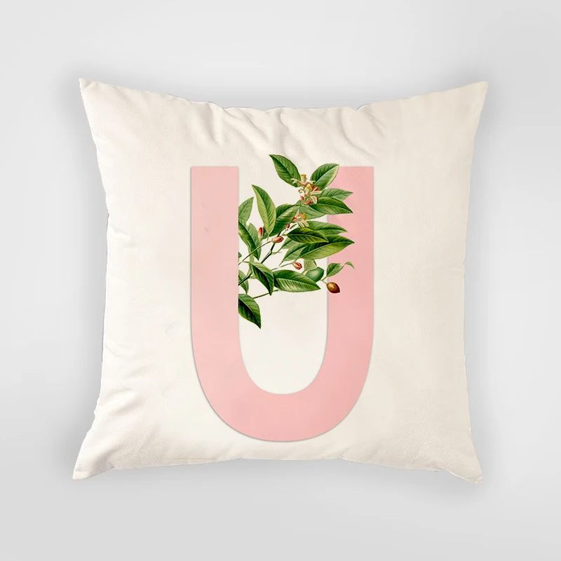 RUBIHOME Fashion Letter Flower Foliage Plant Decorative Cushion Cover Throw Pillowcase Polyester Fabric Home Decor Sofa Seat