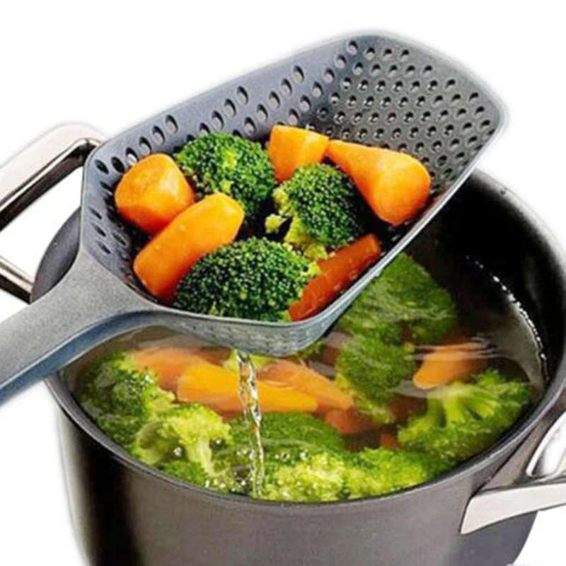 

Kitchen Accessories Gadgets Nylon Strainer Scoop Colander Drain Veggies Water Scoop Gadget Cooking Tools Black