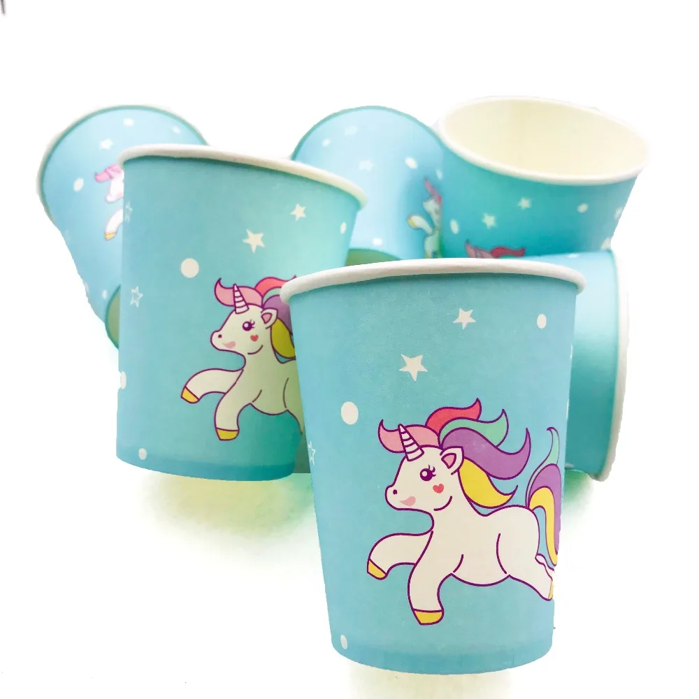 10pcs/set Unicorn Party Supplies Cup Cartoon Party For Children/Boys Happy Birthday Decoration Batman Party Supplies Favors