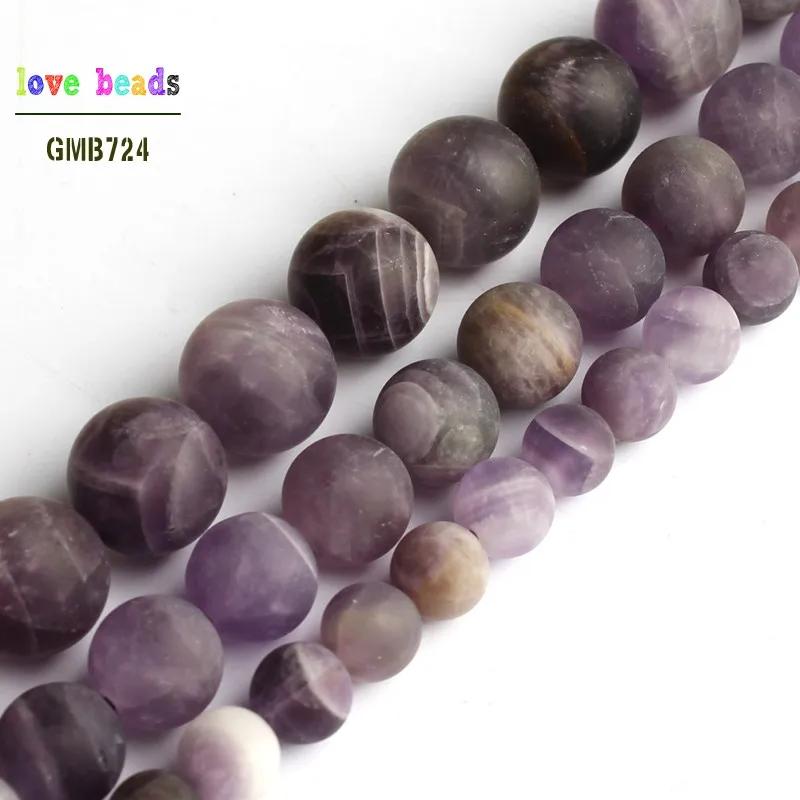 

Natural Matte Purple Crystal Amethysts Round Stone Beads for Jewelry Making 15'' Strand DIY Bracelet 6mm 8mm 10mm