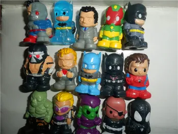 

100pcs 4cm soft rubber avenger action figure doll kids cartoon super hero batman green hulk spiderman