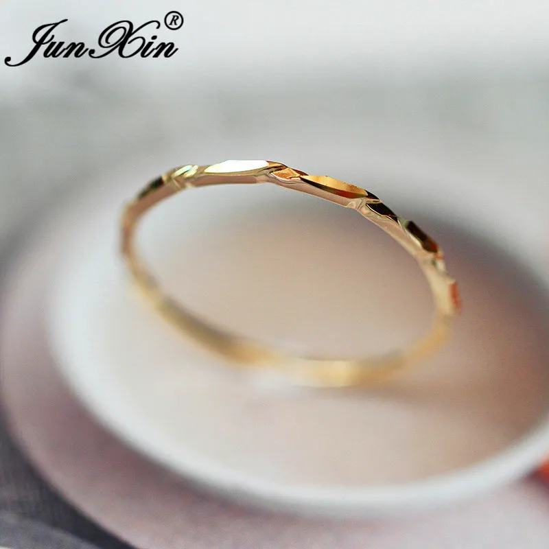 ROXI стекируемые тонкие кольца для Для женщин желтого золота с ежедневно ставку минималистское кольцо для женщин с нежными хвост обручальное кольцо
