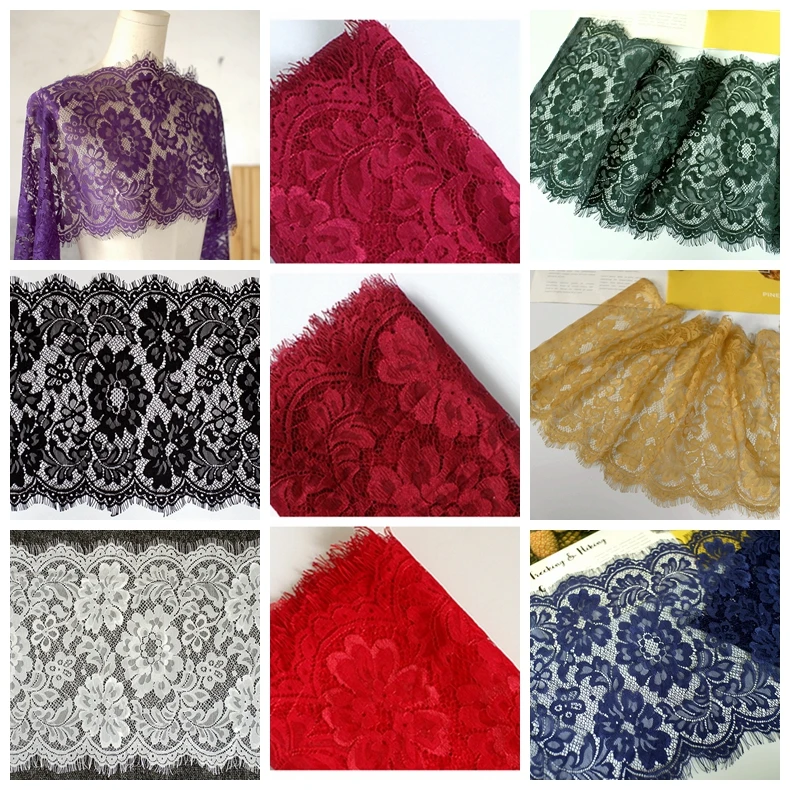 

3M/Lot Wide 28CM Eyelash Lace Fabric Wedding Dress Clothing DIY Skirt Lace Trim Underwear Stitching Home Decoration