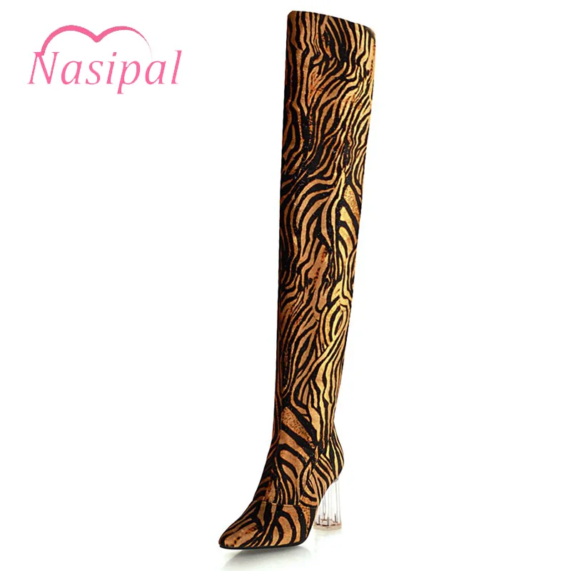 

Nasipal Sexy Wedding Shoes Sexy Slim Over the Knee Boots High Heel Long Botas Feminina Women's Black Red Thigh High Boots M456