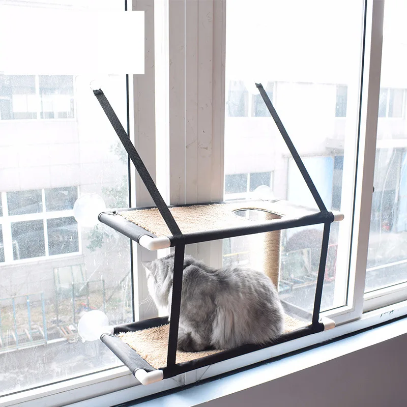 Strong Paste Glass Window Cat Hammock Washable Cat Bed Single or Double Layers Cozy Pet Hanging Window Cat Hanging Mat House