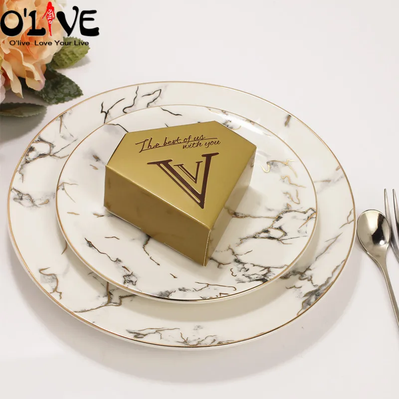 

50 Pcs Gold Diamond Present Box Wedding Dragees Gift Box Candy Party Favors Birthday Deco Bonbonniere Chocolate Baby Shower
