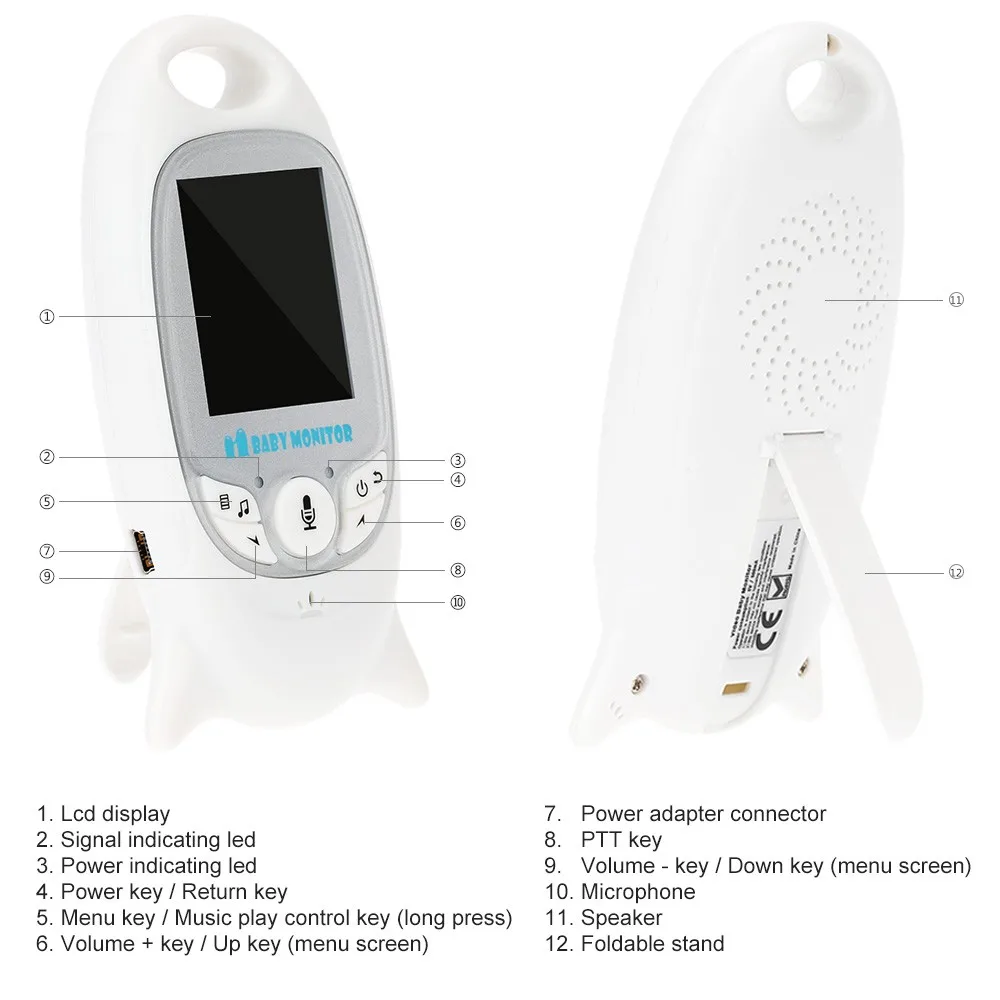  VB601 Wireless Baby Video Monitor Rechargeable Battery Nanny Camera With 2 Inch Display Temperature