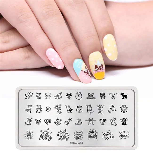 1 шт. 12*6 см прямоугольная штамповка для ногтей шаблон отрицательный Geo Цветок китайский узел узоры DIY Дизайн ногтей маникюр штамп пластины - Цвет: L053
