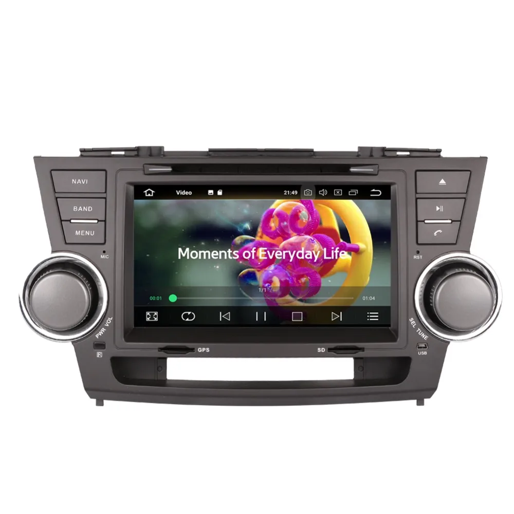 Android 8.0 Octa Core 4GB+32GB Car GPS Navigation CD DVD Player For Toyota Highlander 2008-2013 Radio Stereo Multimedia Wifi | Автомобили