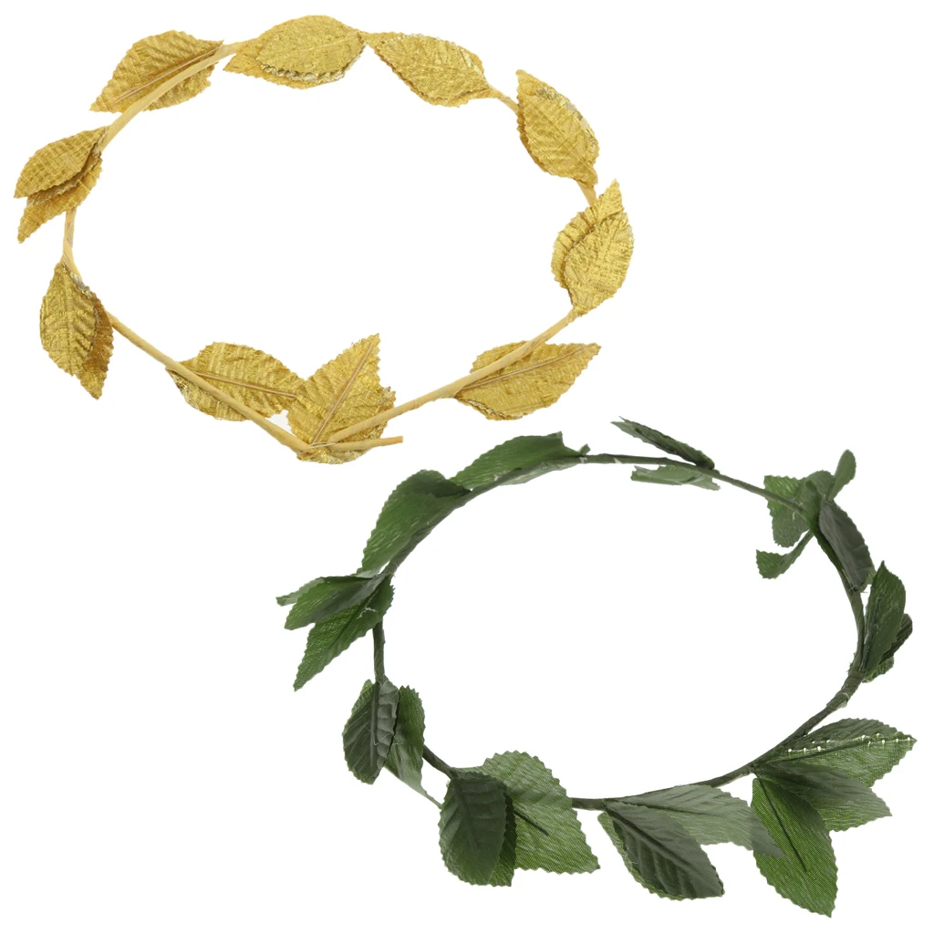2pcs Green Gold Leaf Hairbands RomanGreek Goddess Caesar Laurel Wreath Leaves Headband Photo Prop Headband Headwear