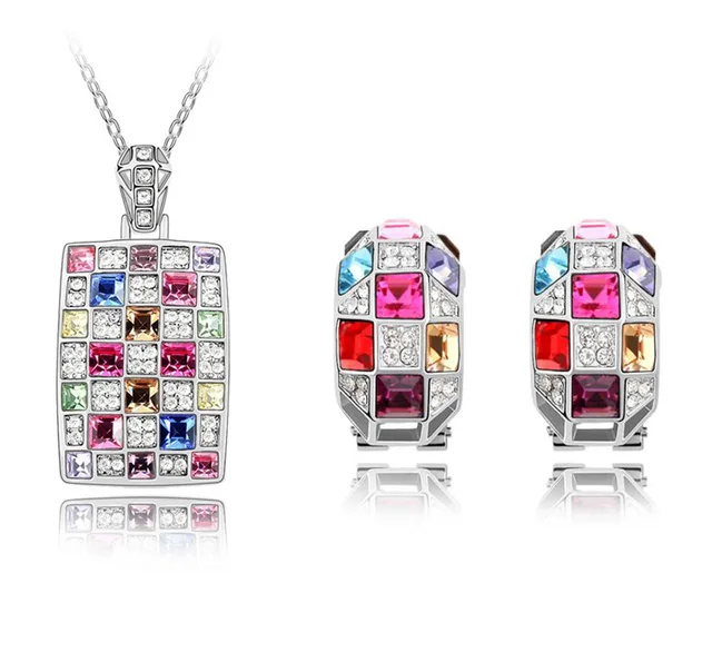 austrian crystal  gold-color The queen fine jewelry african costume bridal jewelry sets silver